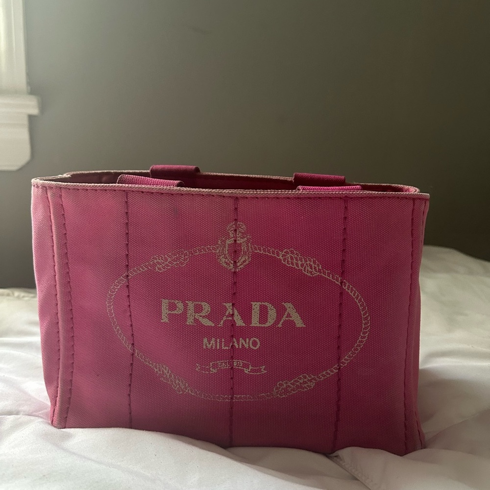 Prada Canapa mini pink canvas tote